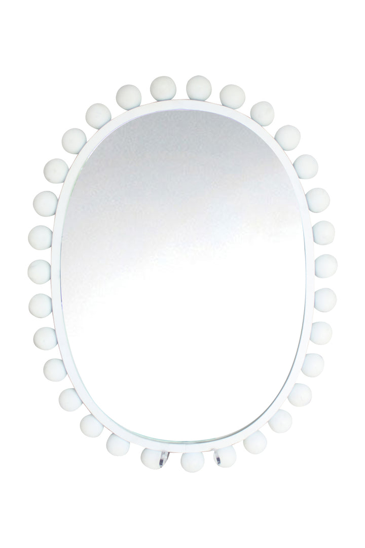 Beaded Edge Oval Mirror - White