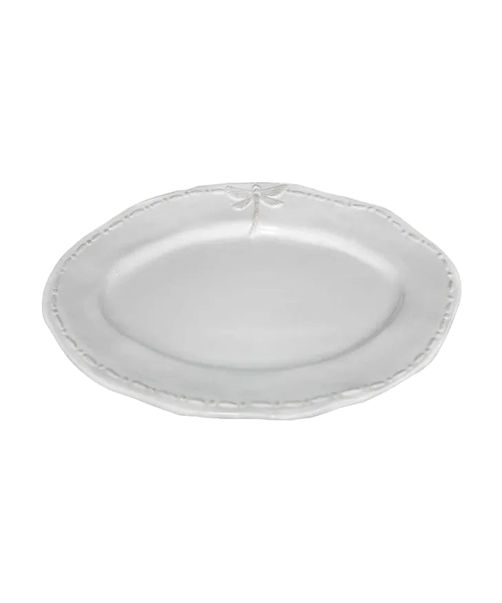 Dragonfly Stoneware White Oval Platter