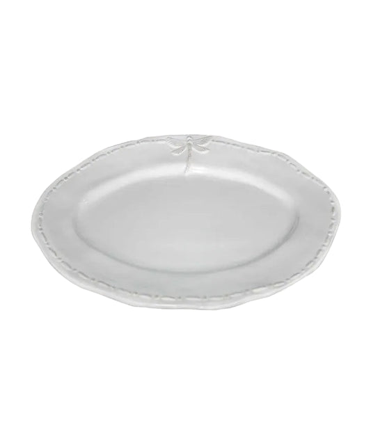 Dragonfly Stoneware White Oval Platter