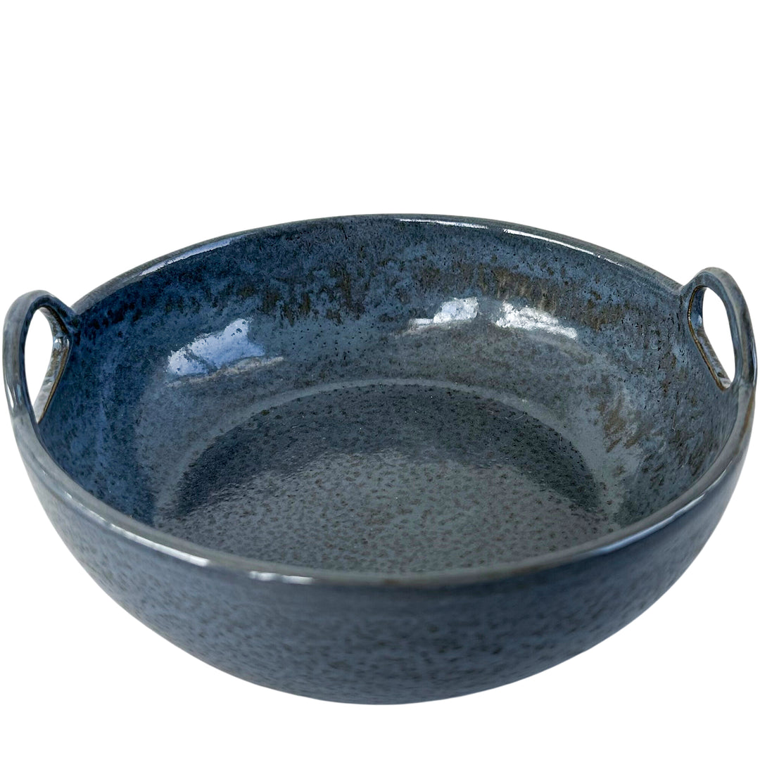 Grey Blue Serving Bowl with Handle