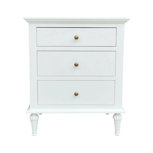 Emmerson Side Table - Medium - White - three drw