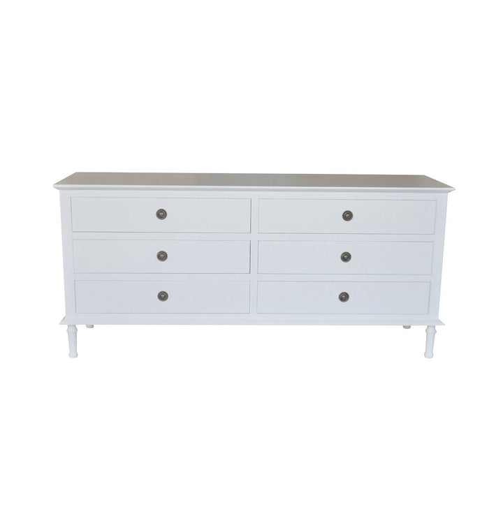 Emmerson 6 Drawers Dresser - White - Brass Handles