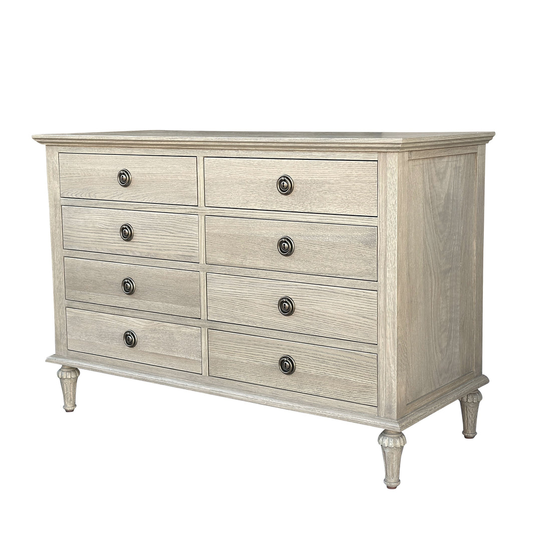 Emmerson 8 Drawers Dresser - Weathered Oak - Brass Handles