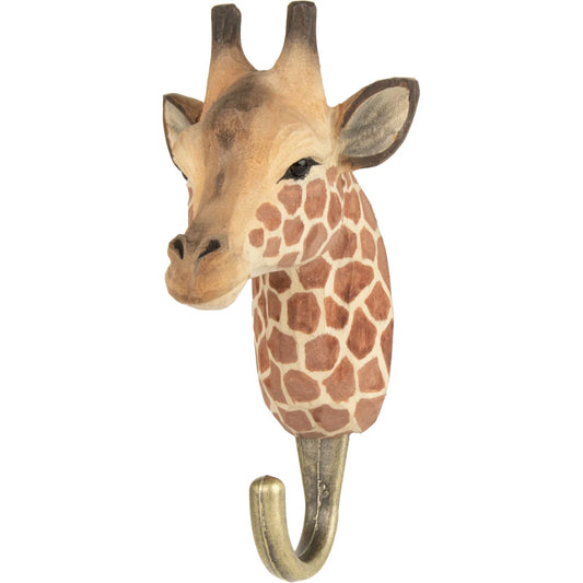 hand carved wooden giraffe wall hook