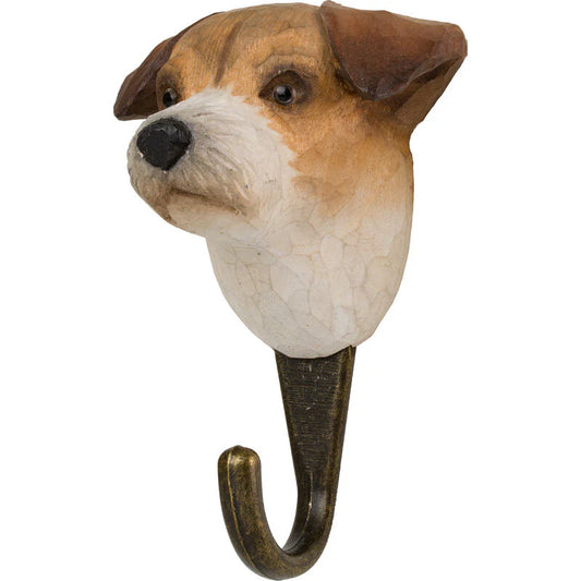 hand carved wooden Jack Russell wall hook