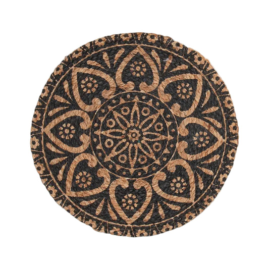 Jute Printed Placemat- Black