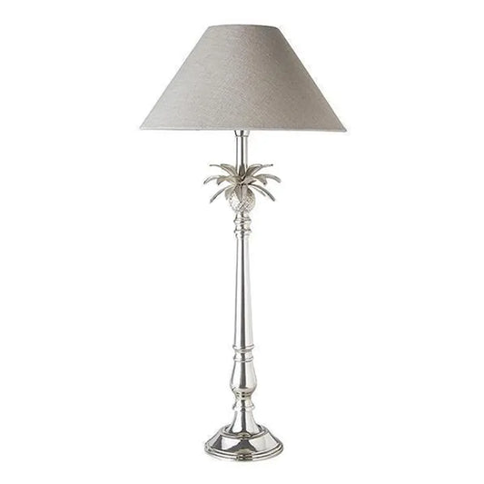 Nickel pineapple lamp with tapered linen shade