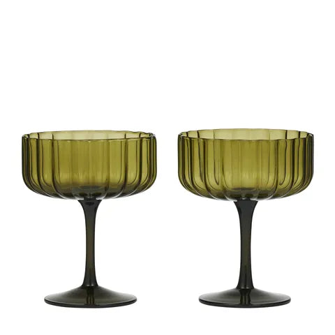 Olive Coupe Glasses - Set of 2