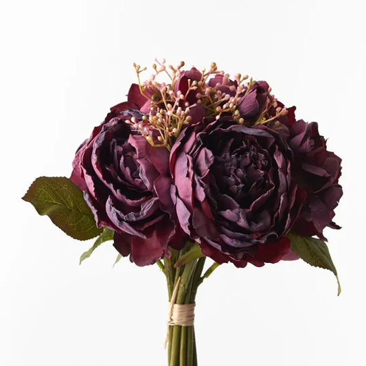 Faux burgundy coloured Peony Mix Bouquet