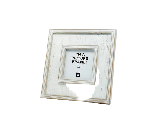 Picture frame square white wood