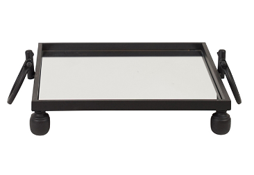 Black Iron Square Tray with mirror base