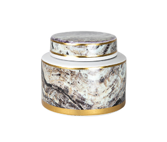 Porcelain marbled black and gold canister