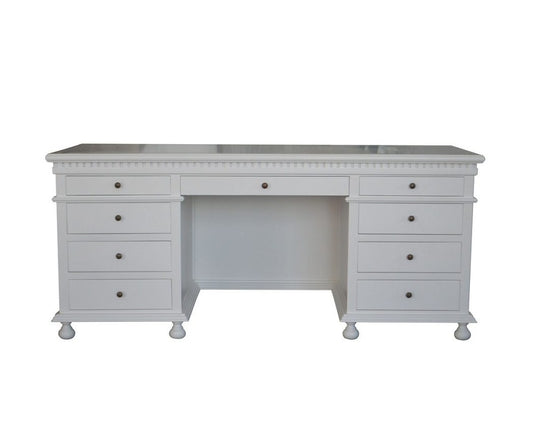 St James Desk White - hardwood - 9 draws