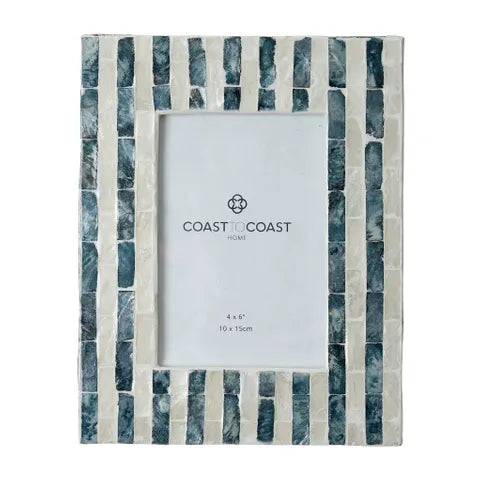 photo frame striped blue and white bone inlay