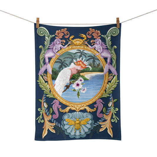 Tea towel linen/cotton blend galah Majestic coast