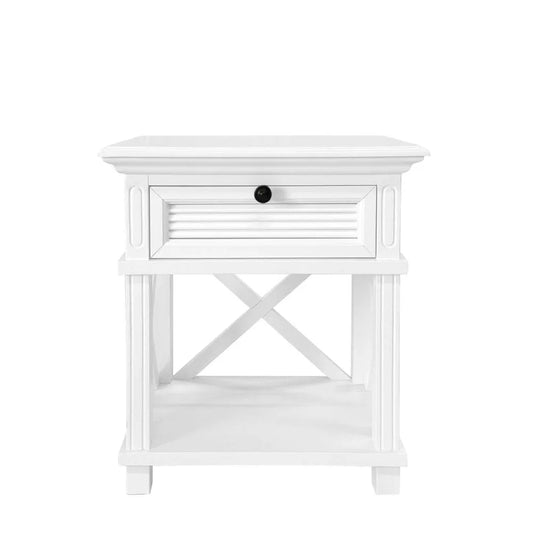 West Beach Bedside - White - single draw and shelf