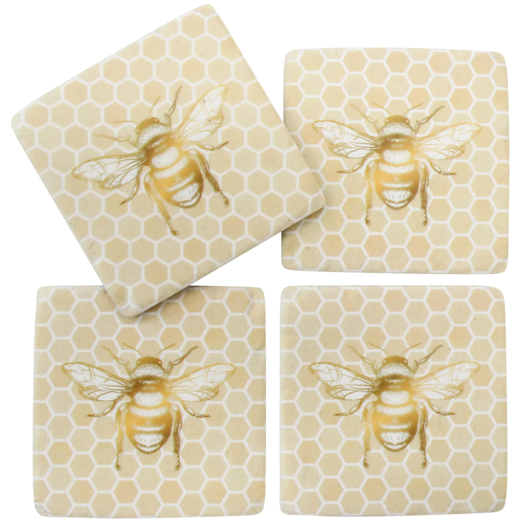 set of 4 resin bee coasters