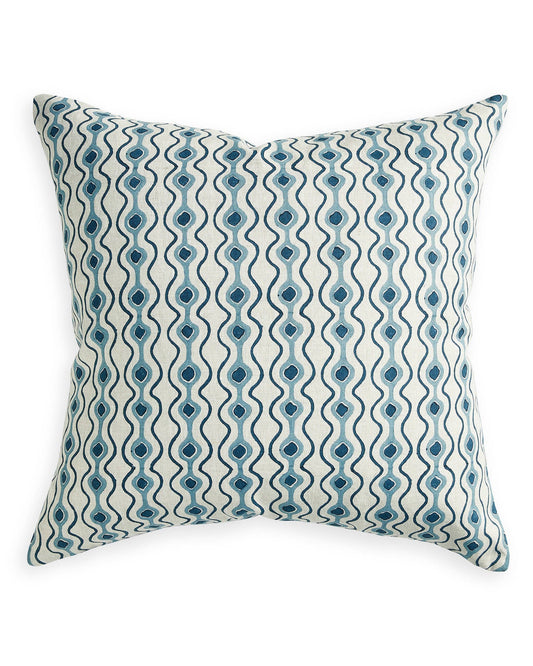 Toro Azure Cushion blue and linen cover and feather insert