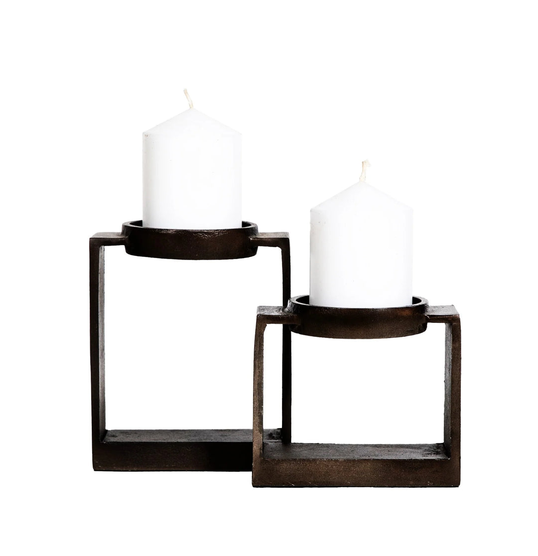 stirrup antique brown finish candle holder