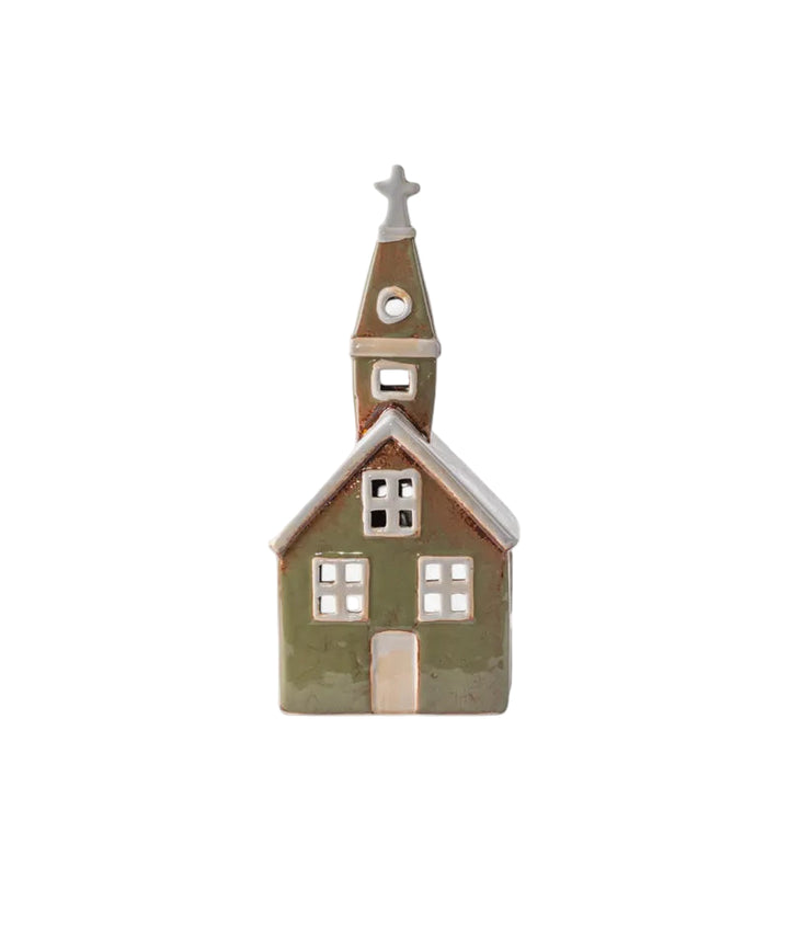 ceramic tealight church, christmas decorating, create whole village with full tealight range