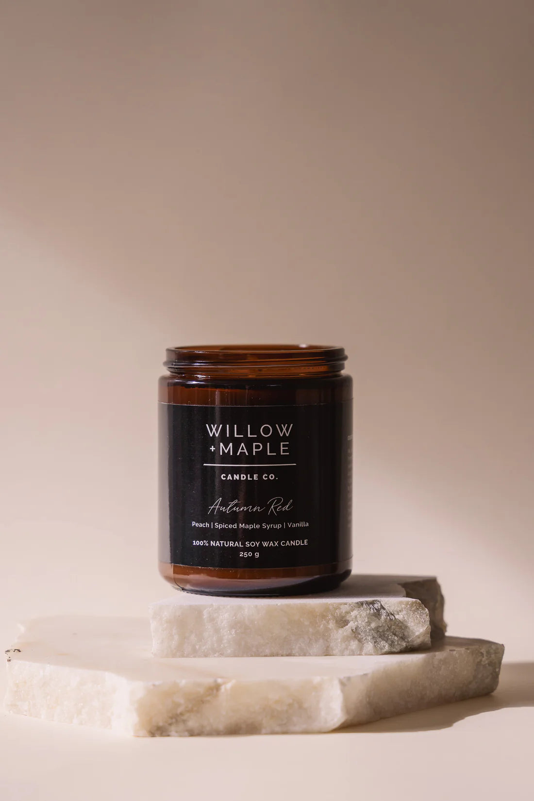 willow + maple 100% soy natural candle, autumn red