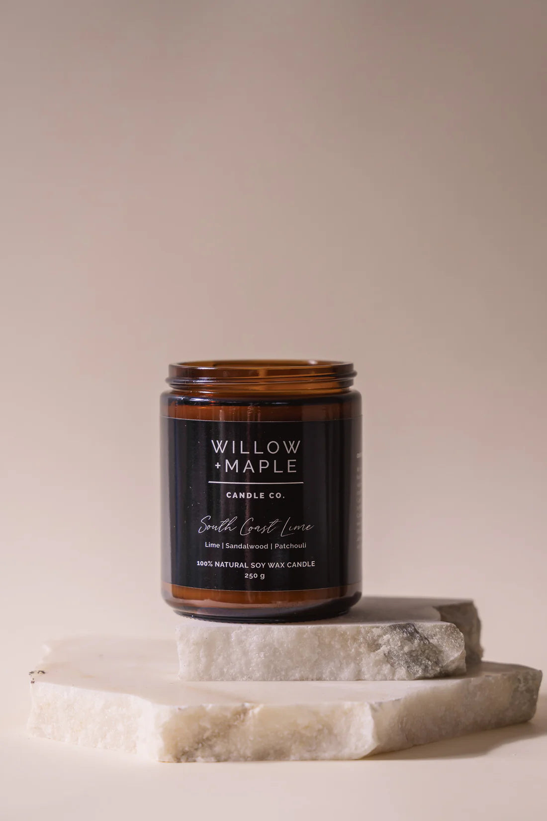 willow + maple 100% soy based natural candle in south coast lime fragrance