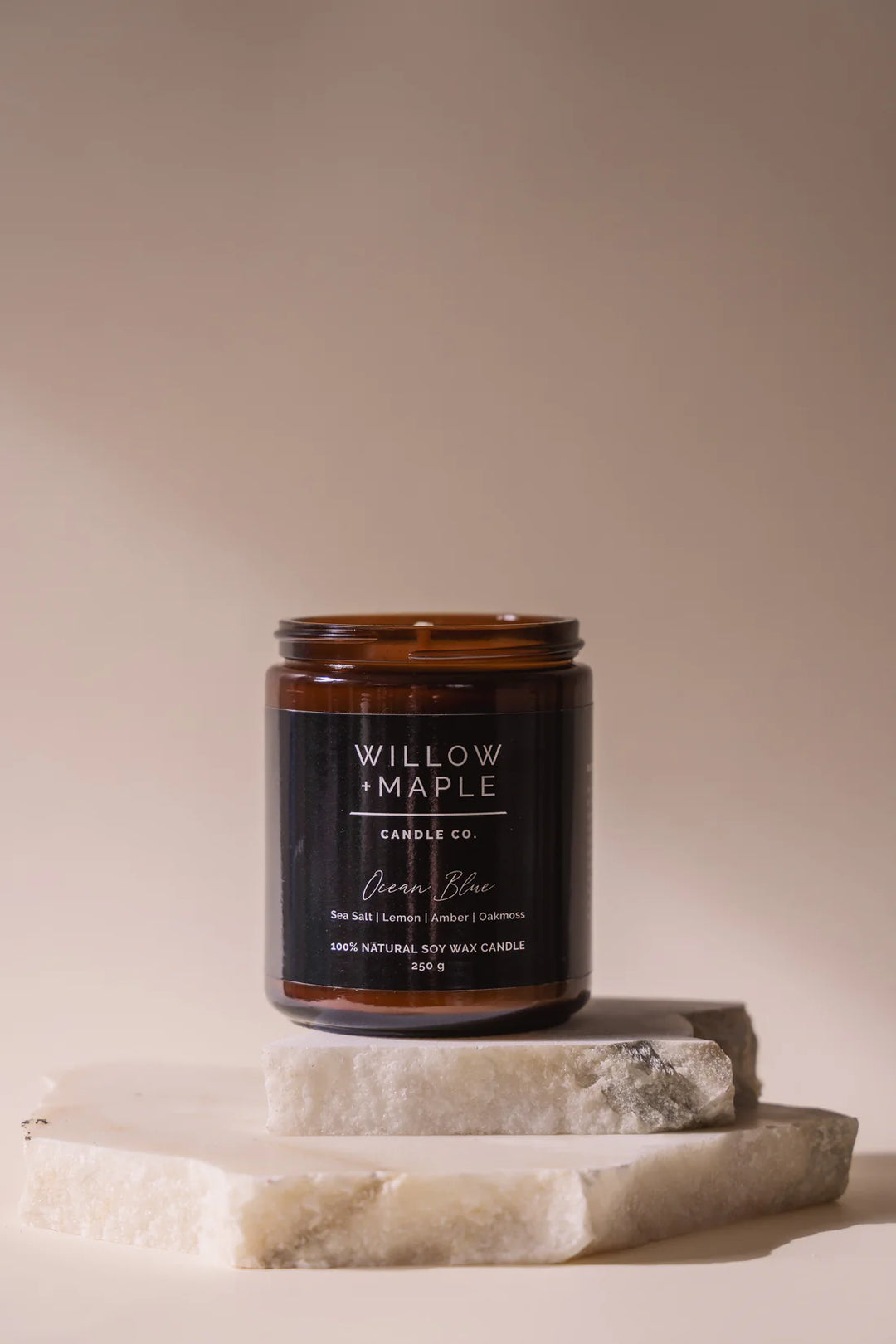 willow + maple 100% natural soy candle, ocean blue