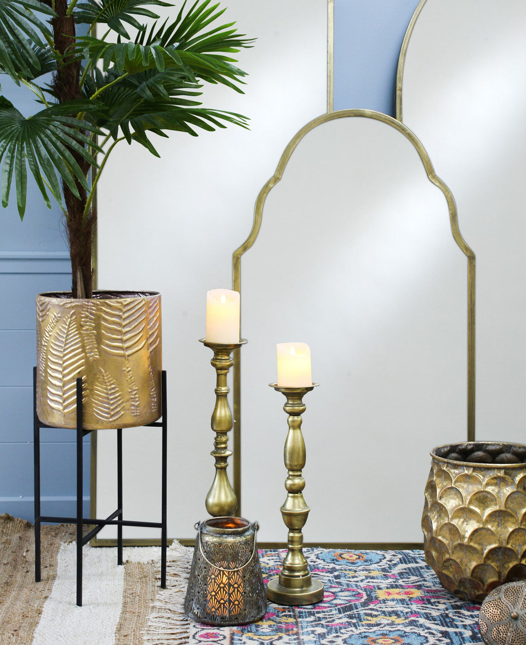 Roman look Candle Holder Antique Gold for pillar candle