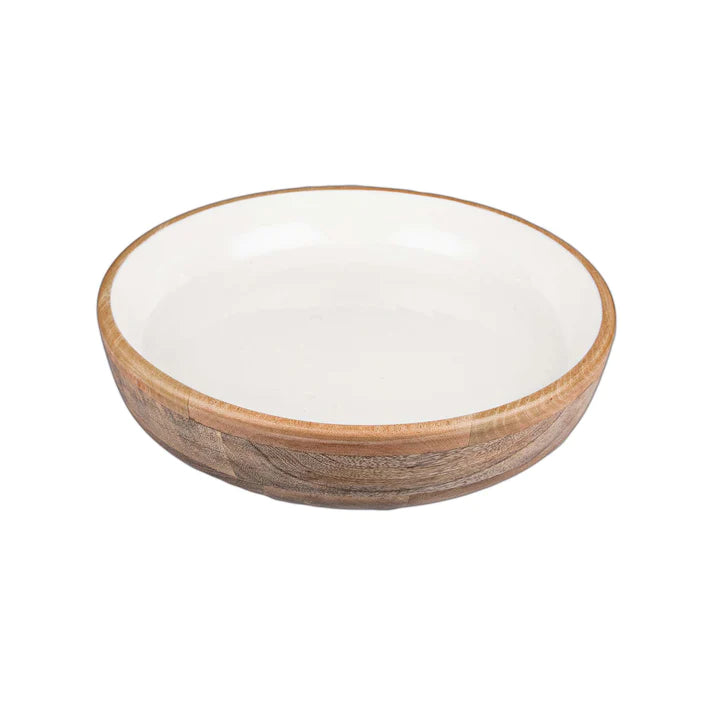 Mango wood and enamel Cleveland Bowl - Large