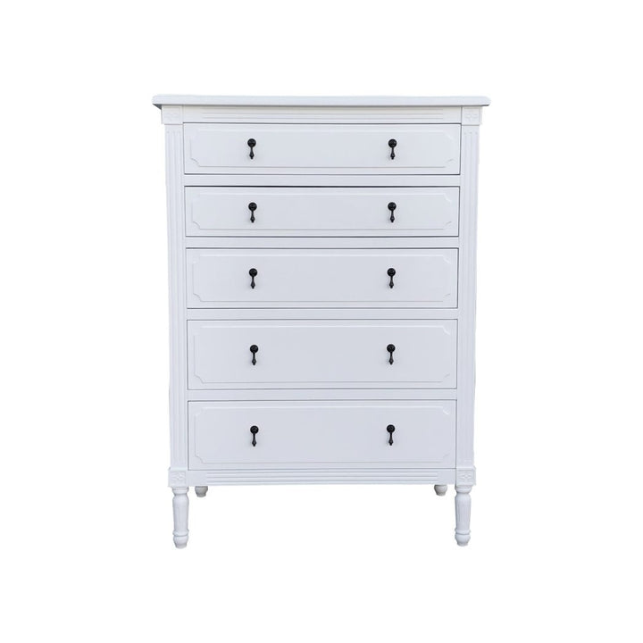 Five Drawer Chest - 5 draw - white, black, whitewashed oak