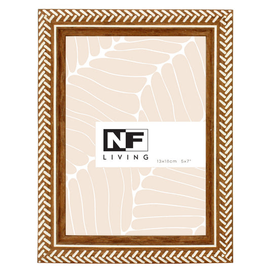 Picture frame 5x7 natural and herringbone motif