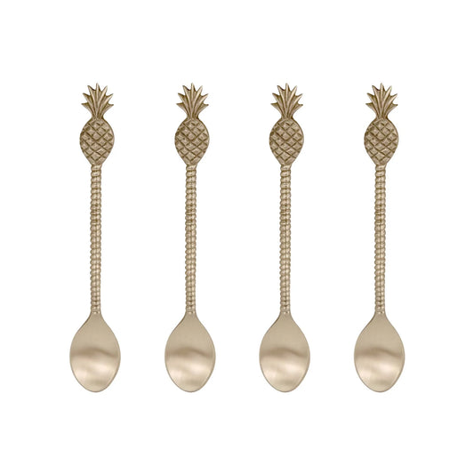 Pineapple Brass teaspoon set of 4