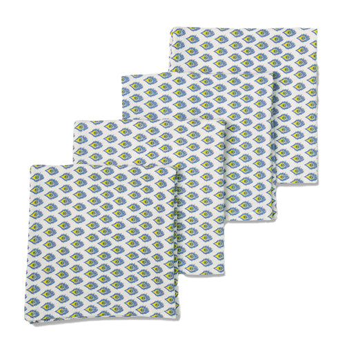 Cotton table napkins blue yellow white