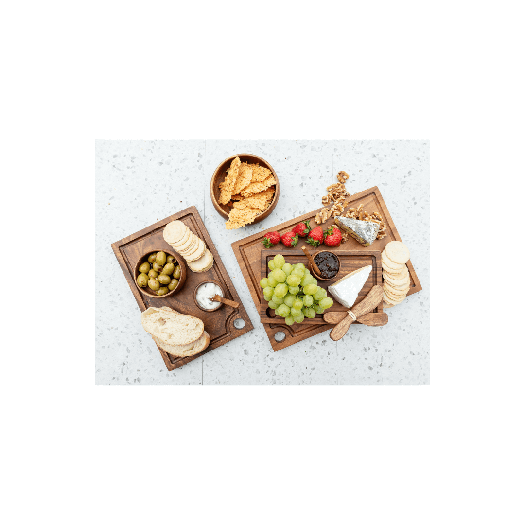 Acacia Rectangle Boards w Hole + Track - Small