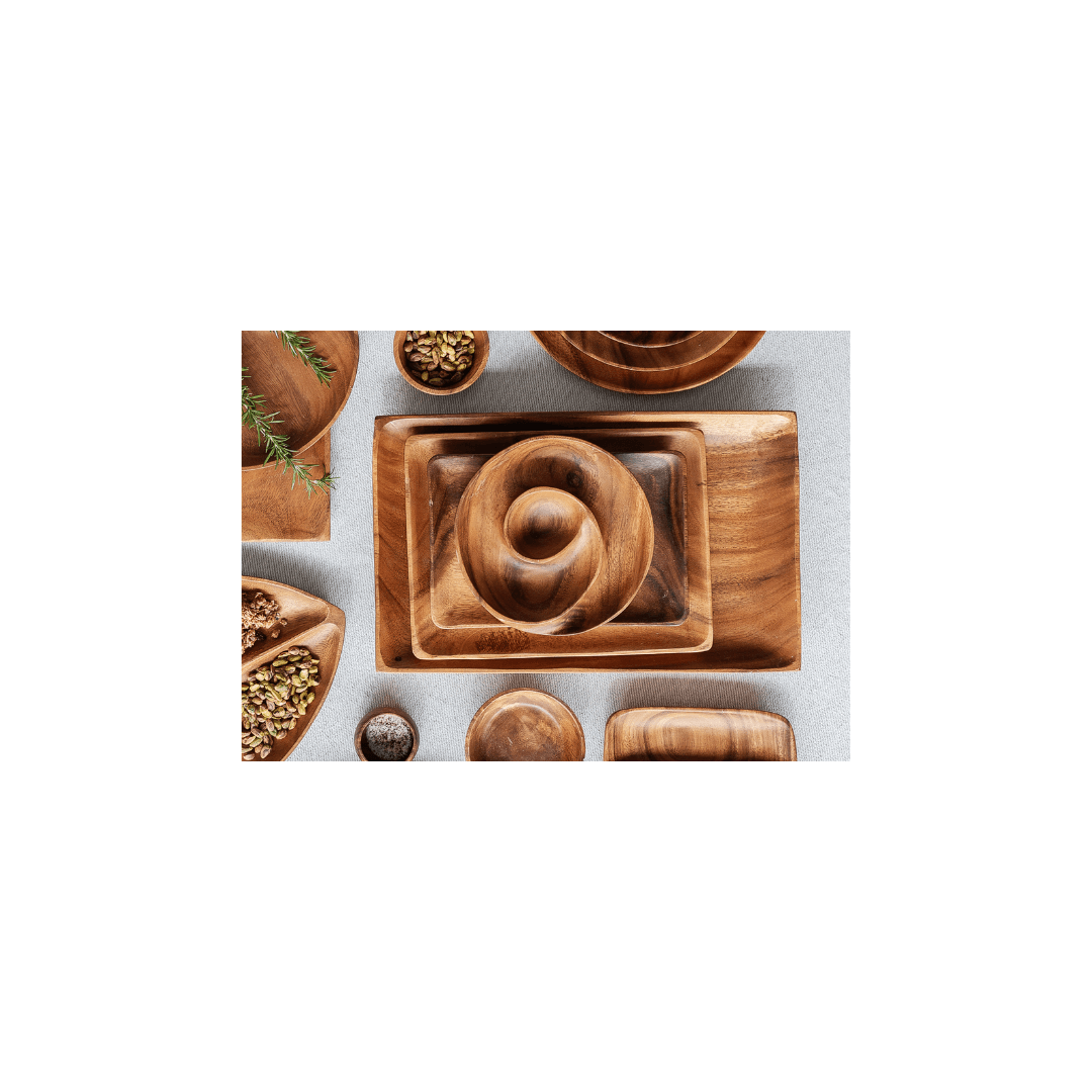 Acacia Swirl Dip Plate