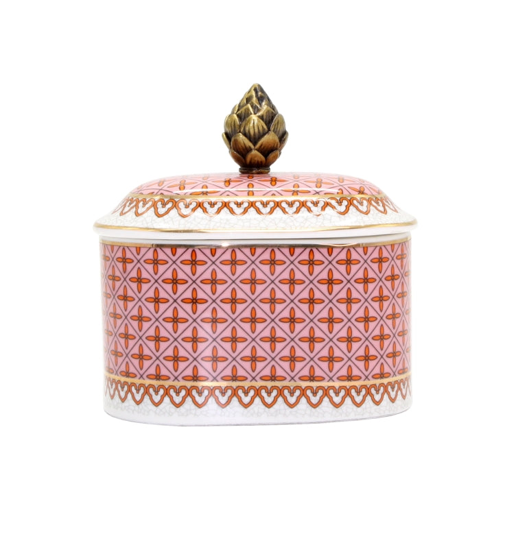 pink porcelain artichoke trinket box