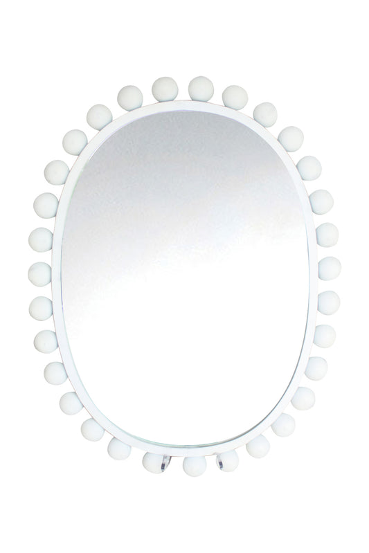 Beaded Edge Mirror - White