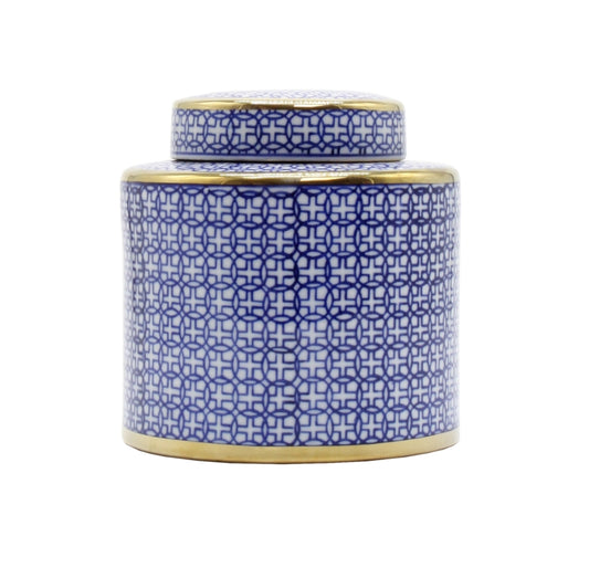 Blue & White Coin Pattern Jar