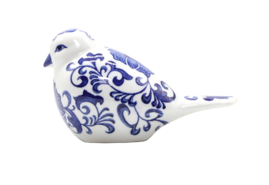 Blue & White Flora Bird