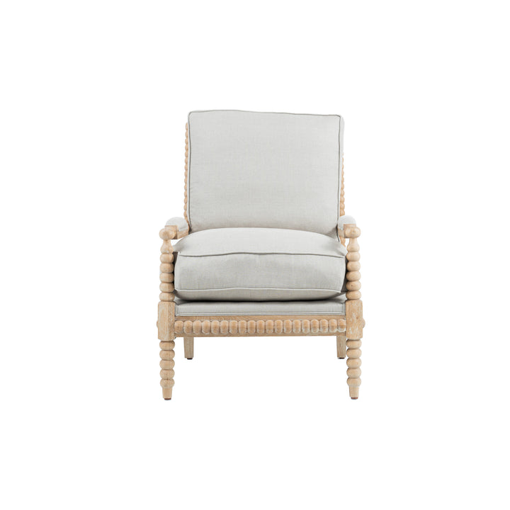 Bobbin Armchair - White Washed Oak Frame - Oatmeal Linen