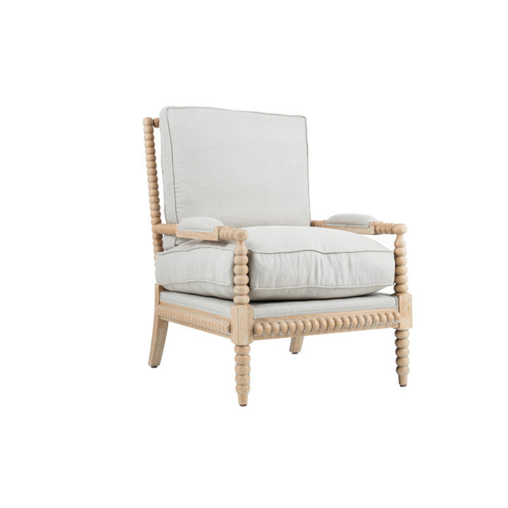 Bobbin Armchair - White Washed Oak Frame - Oatmeal Linen