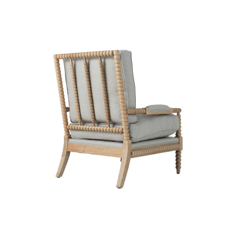 Bobbin Armchair - White Washed Oak Frame - Oatmeal Linen