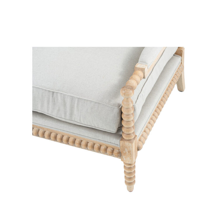 Bobbin Armchair - White Washed Oak Frame - Oatmeal Linen
