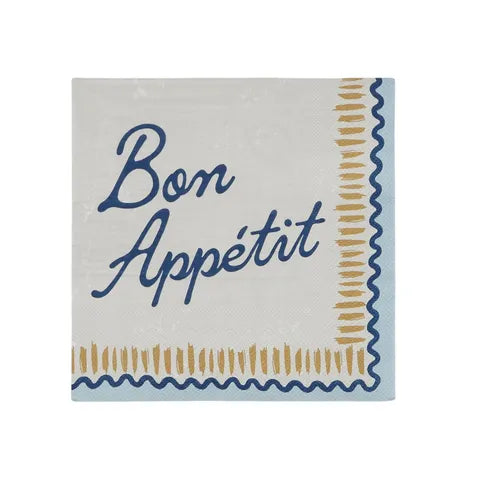 Bon Appetit 33cm Napkin blue and white