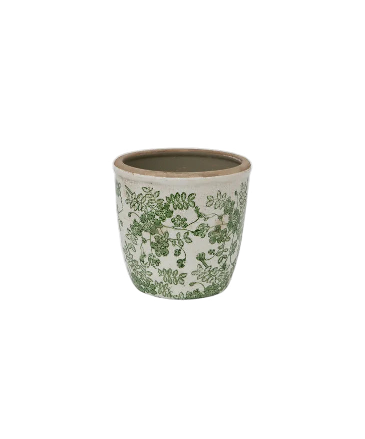 Antique French look pot green vines large