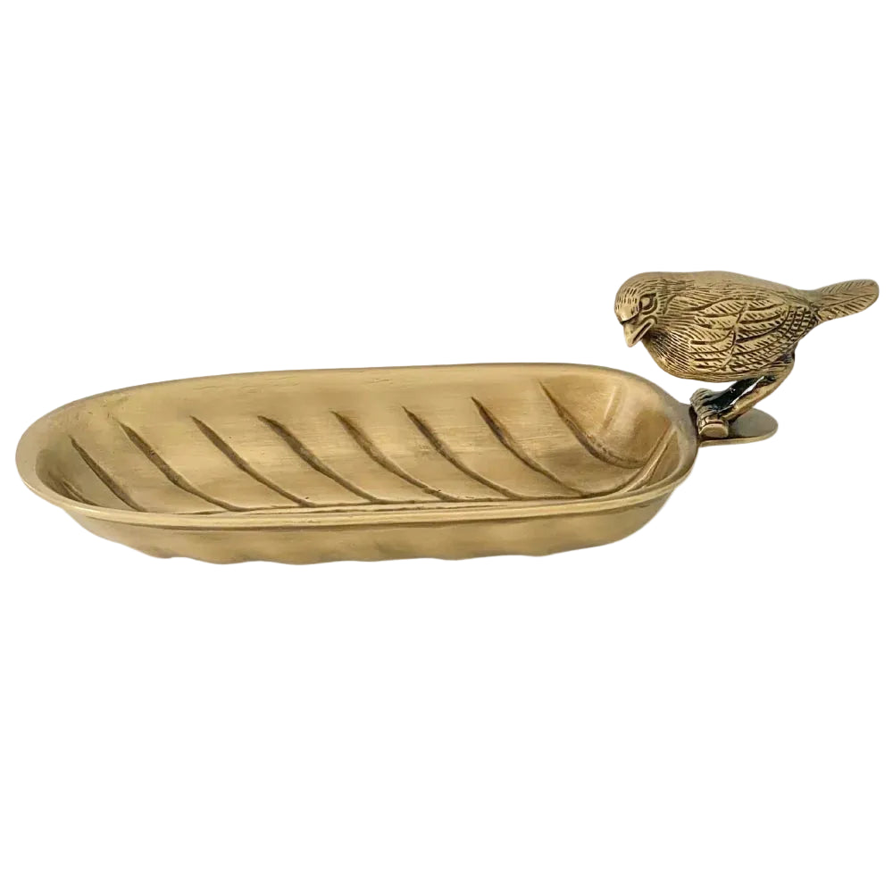 Brass decorative dish with bird. Heavy piece ideal for decorative purposes