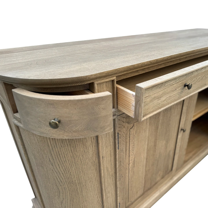 Breslin Curved Sideboard - Weathered Oak