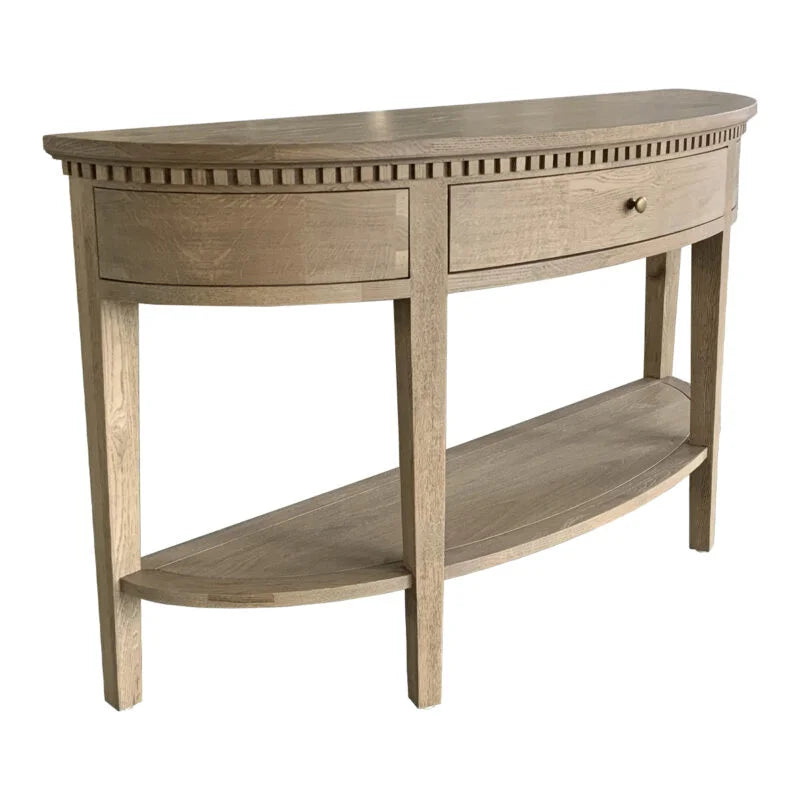 Breton Curved Console - Weathered Oak single draw