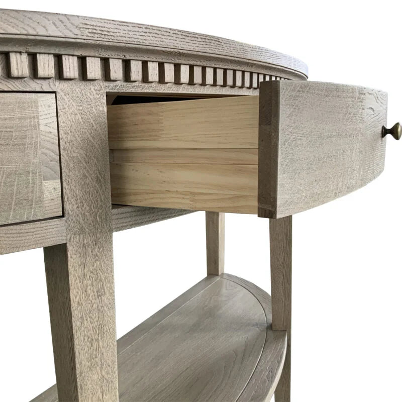 Breton Curved Console - Weathered Oak