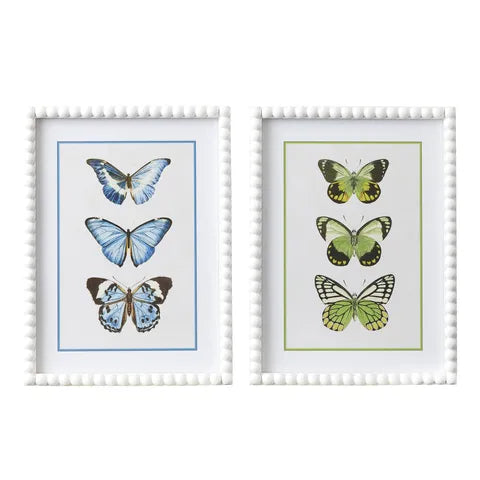 Butterfly Picture with White Bobbin Frame - Blue Butterfly